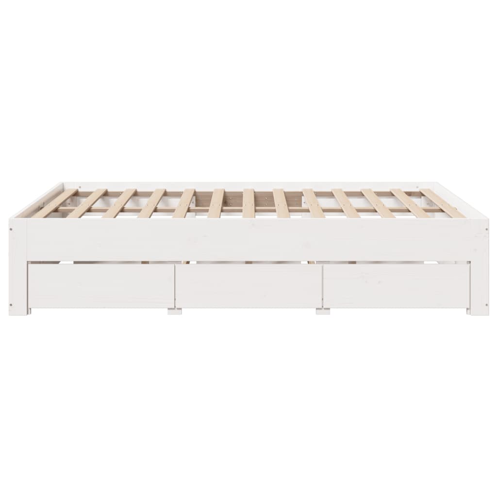 vidaXL Cama con cajones sin colchón madera maciza blanca 150x200 cm