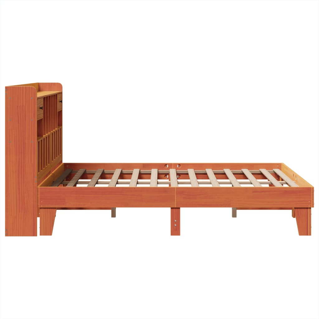 vidaXL Cama sin colchón madera maciza de pino marrón cera 140x200 cm