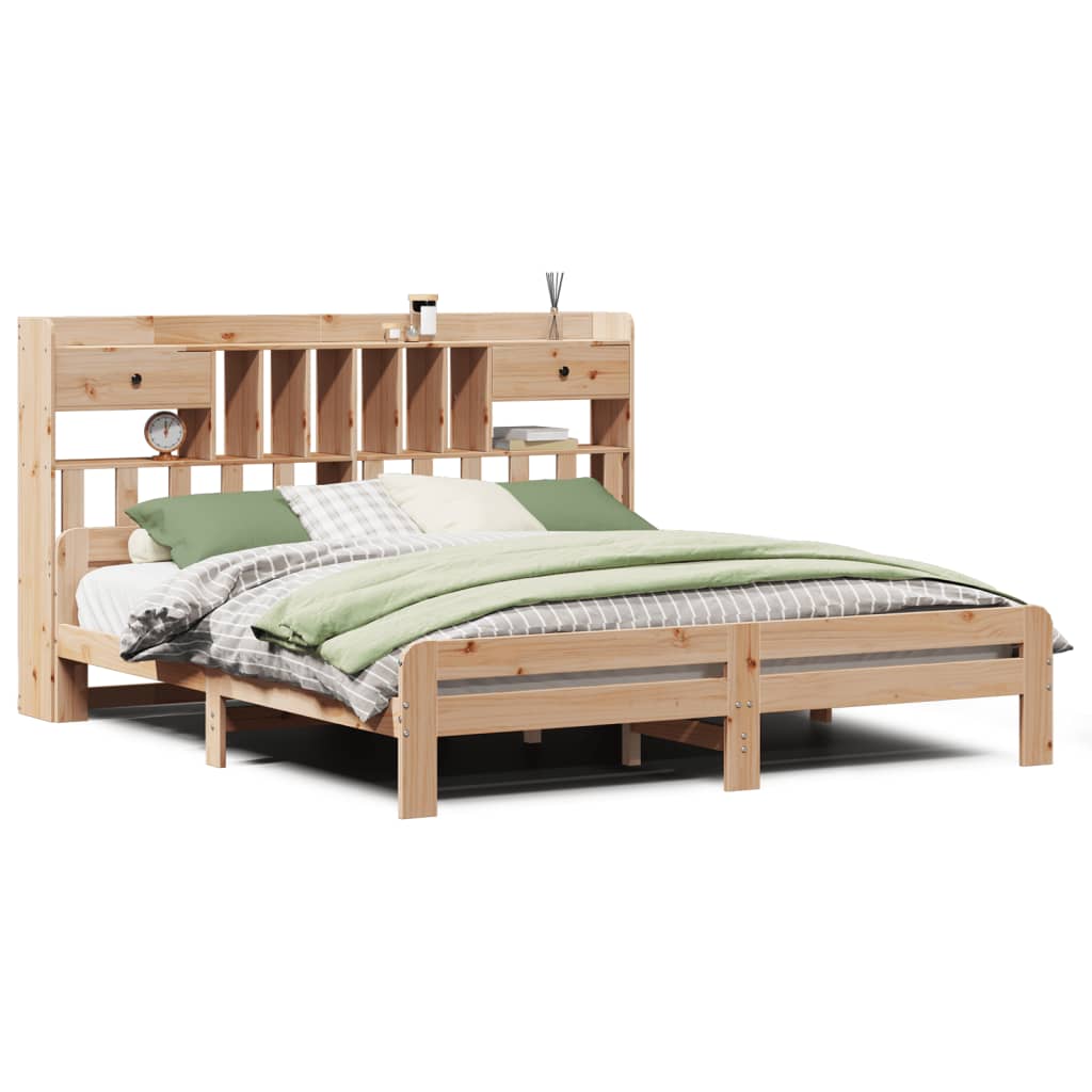 vidaXL Cama con estantería sin colchón madera maciza de pino 200x200cm