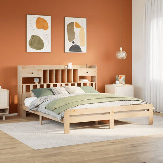 vidaXL Cama con estantería sin colchón madera maciza de pino 200x200cm