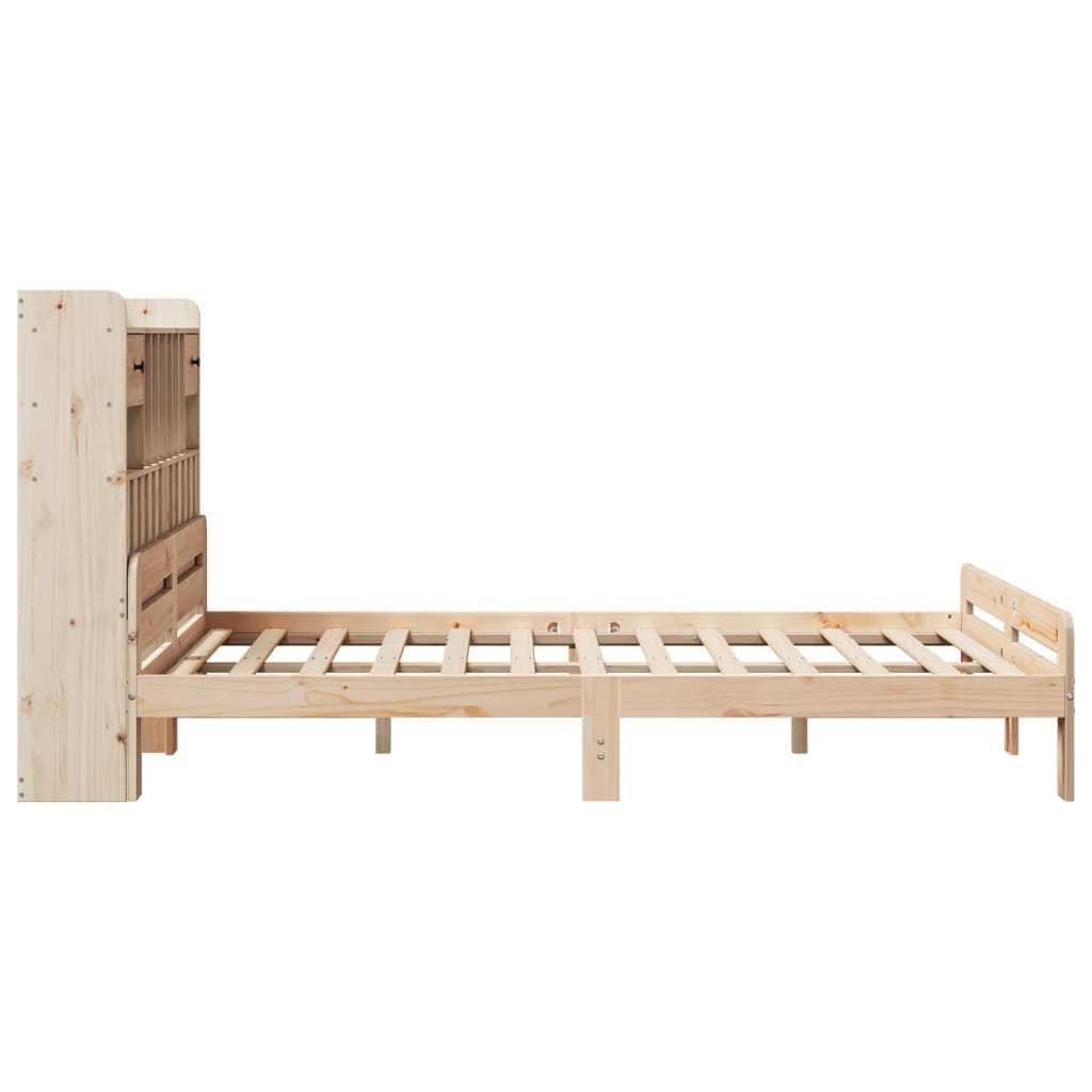 vidaXL Cama con estantería sin colchón madera maciza de pino 150x200cm