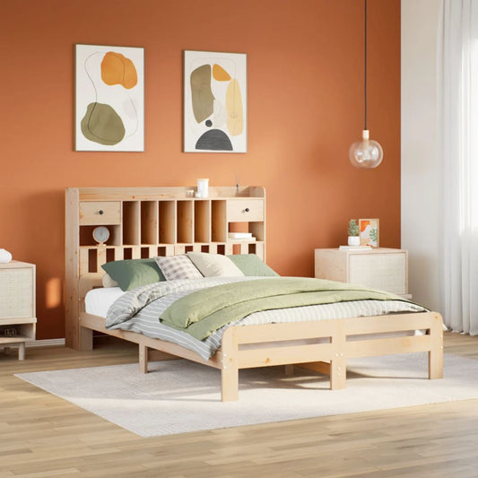 vidaXL Cama con estantería sin colchón madera maciza de pino 150x200cm