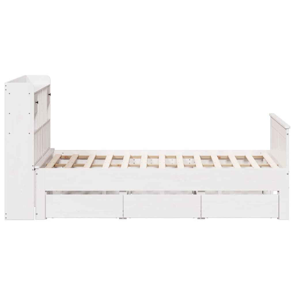 vidaXL Cama con estantería sin colchón madera maciza blanca 160x200 cm