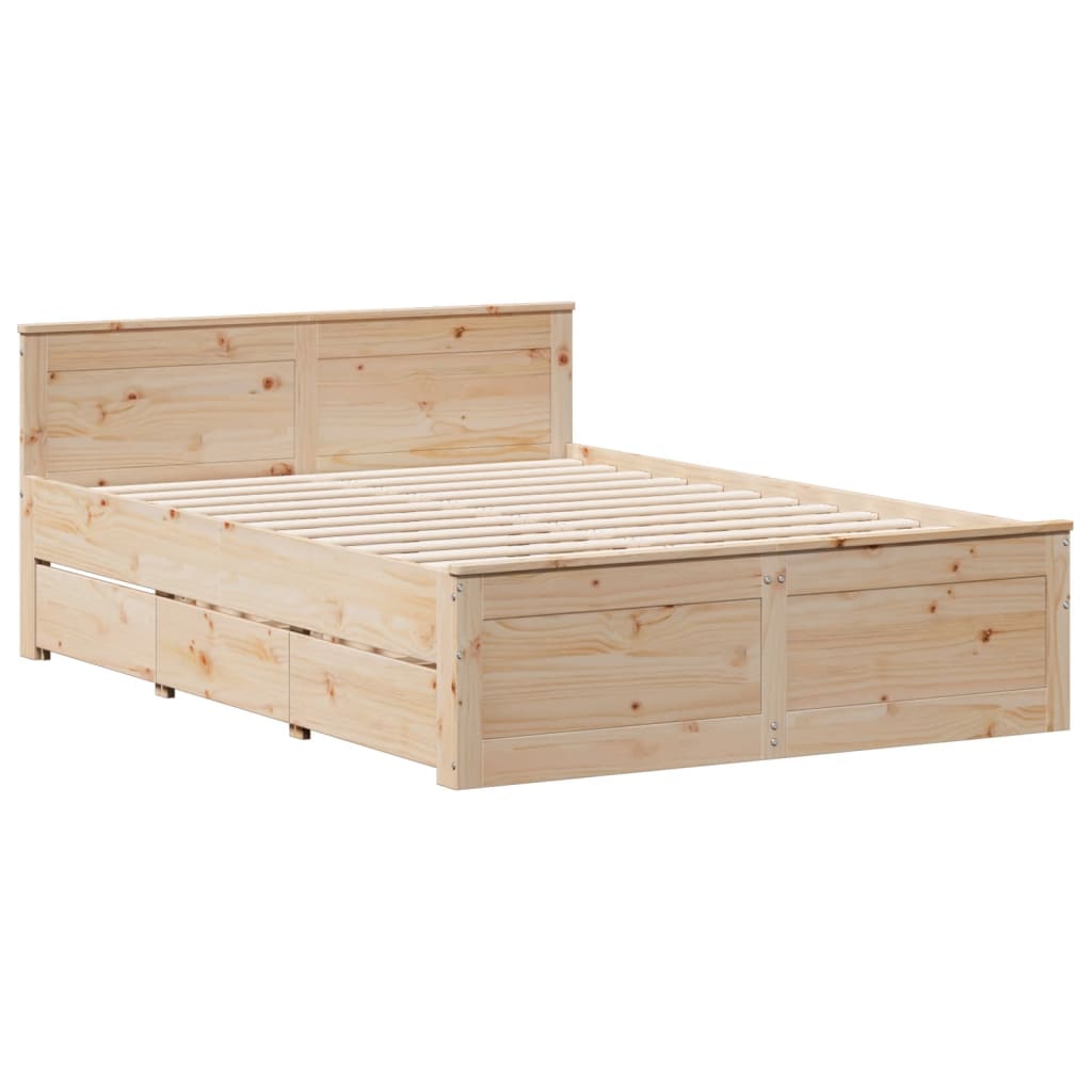 vidaXL Cama con estantería sin colchón madera maciza de pino 140x200cm