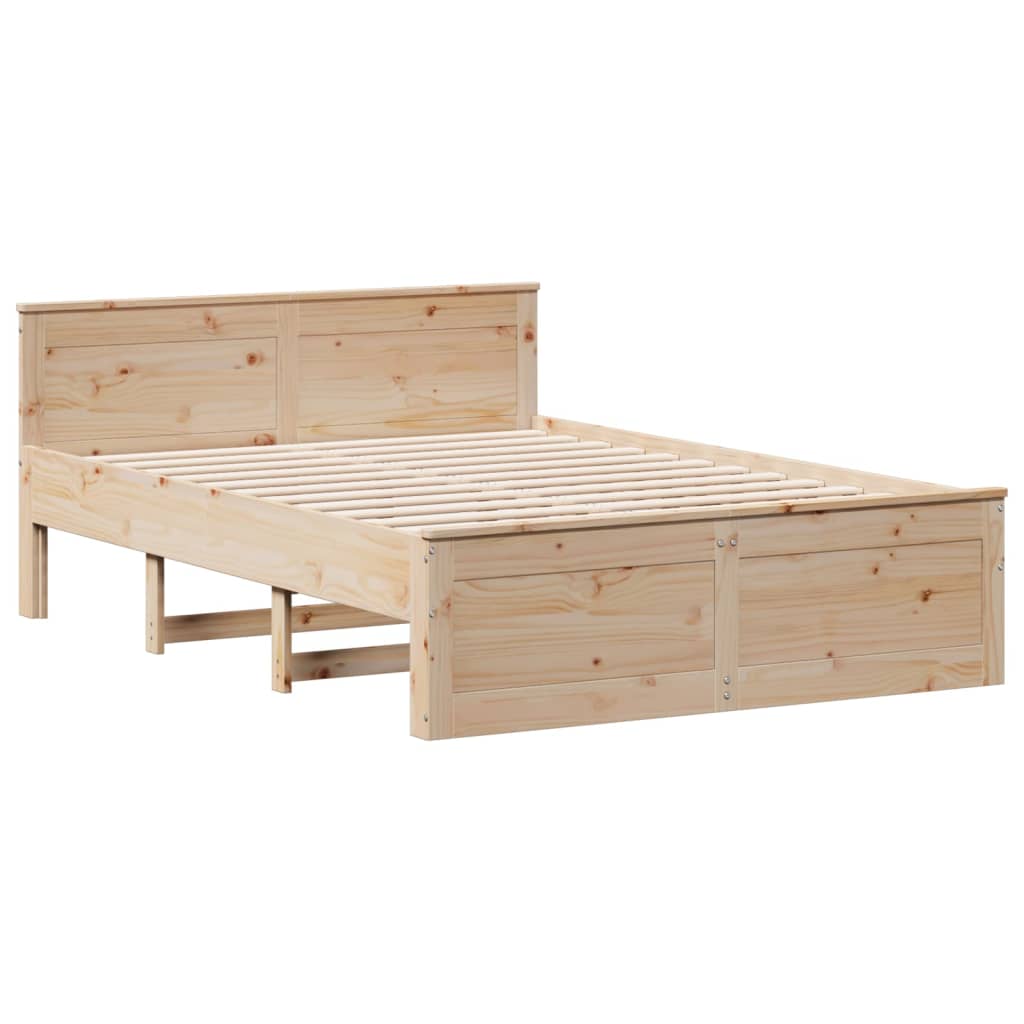 vidaXL Cama con estantería sin colchón madera maciza de pino 140x200cm