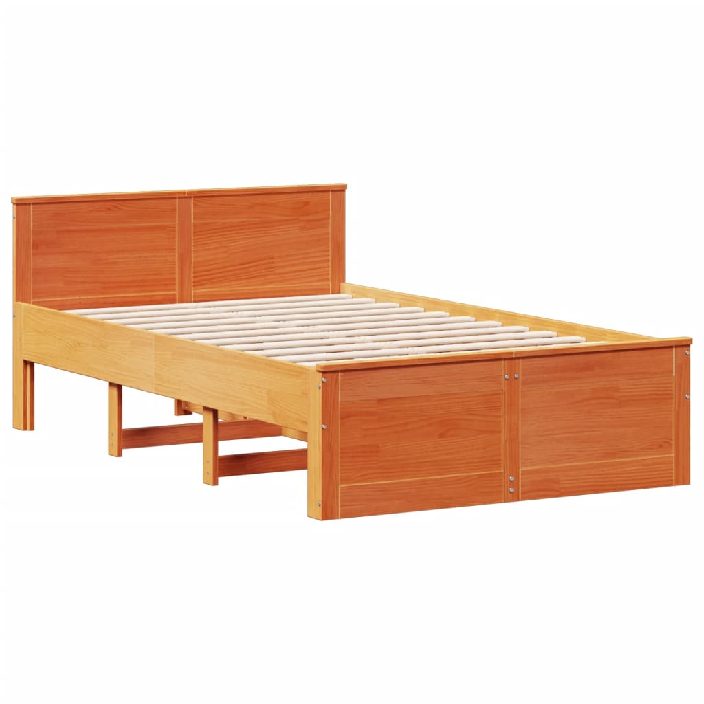 vidaXL Cama con estantería sin colchón madera maciza marrón 120x200cm