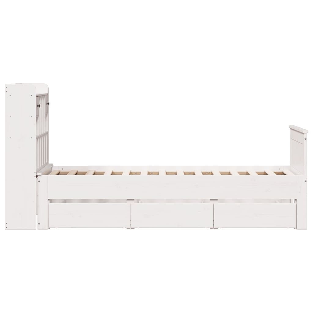 vidaXL Cama con estantería sin colchón madera maciza blanca 100x200 cm