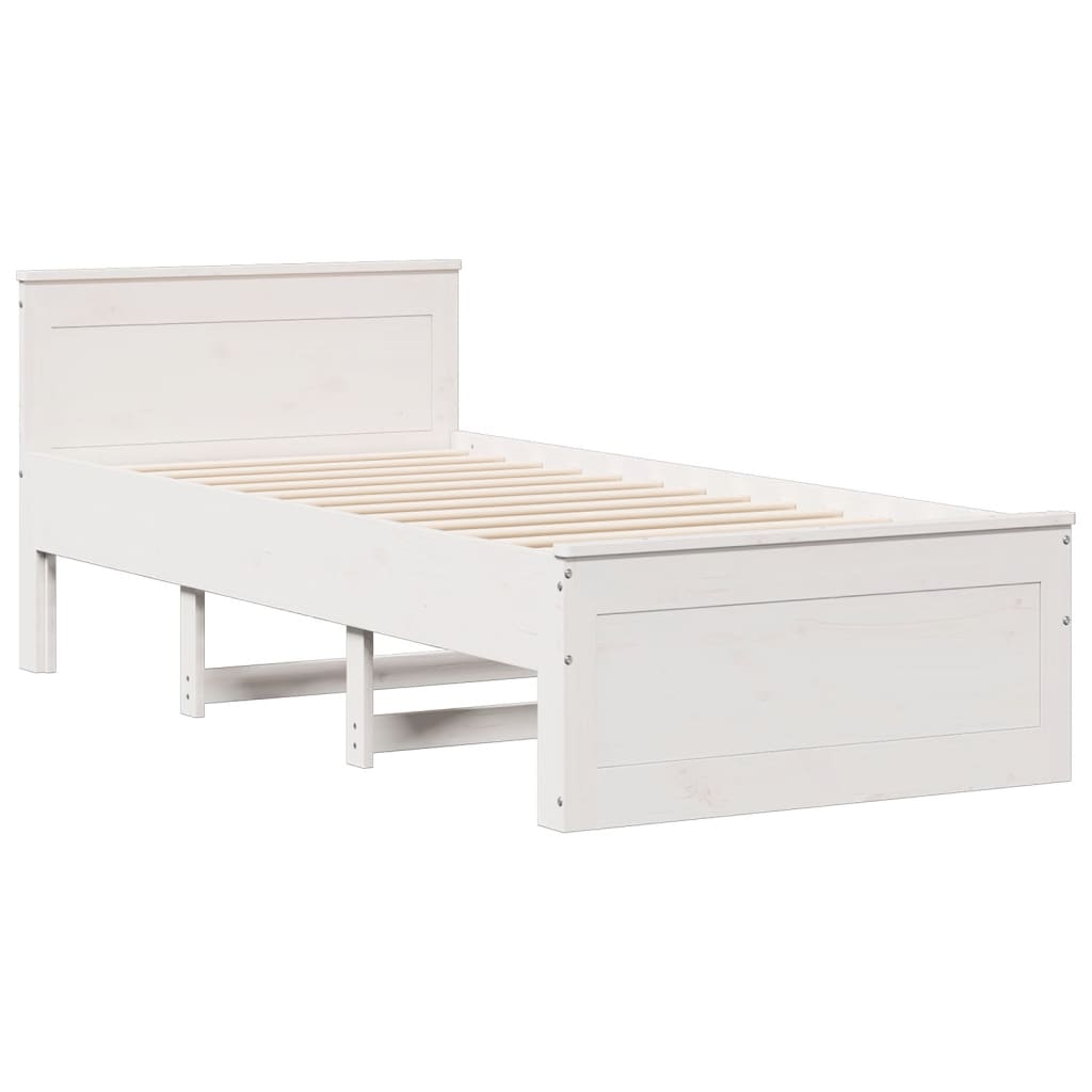 vidaXL Cama con estantería sin colchón madera maciza blanca 100x200 cm