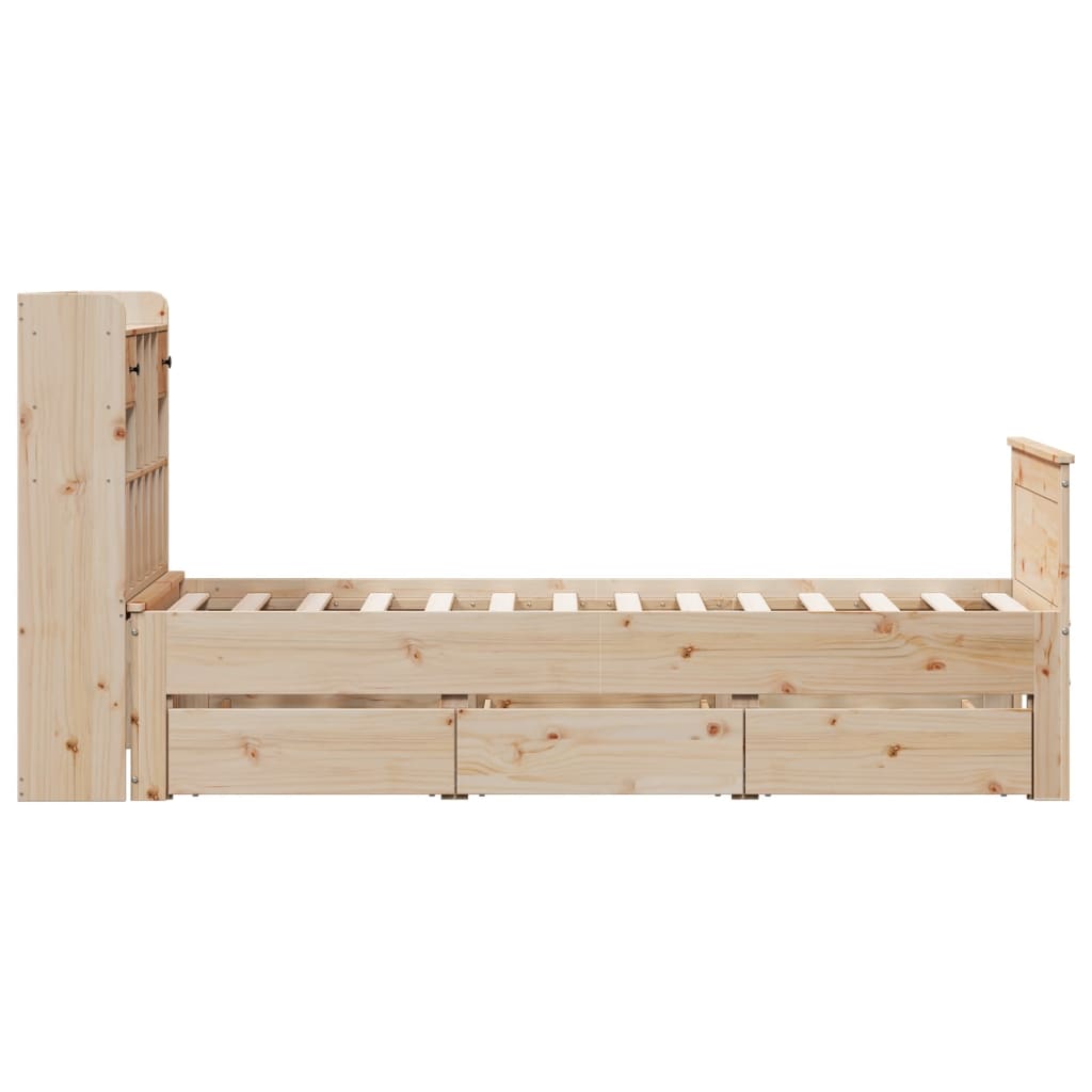 vidaXL Cama con estantería sin colchón madera maciza de pino 90x200 cm