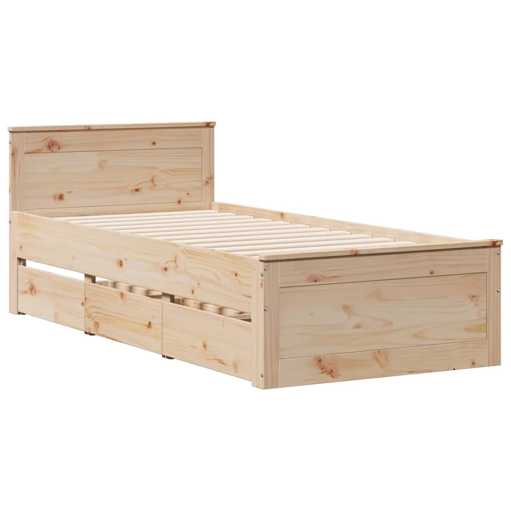 vidaXL Cama con estantería sin colchón madera maciza de pino 90x200 cm