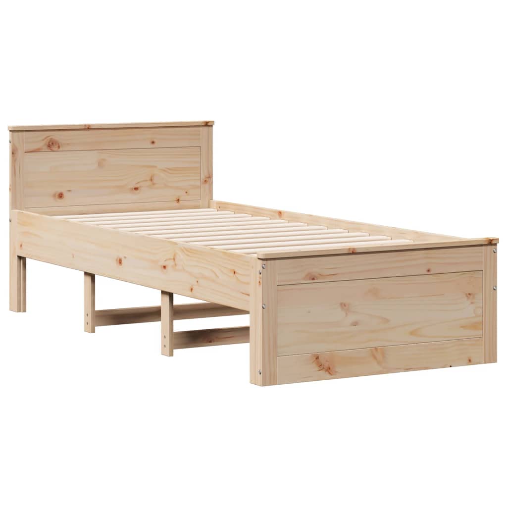 vidaXL Cama con estantería sin colchón madera maciza de pino 90x200 cm