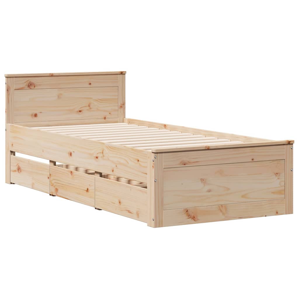 vidaXL Cama con estantería sin colchón madera maciza de pino 90x190 cm