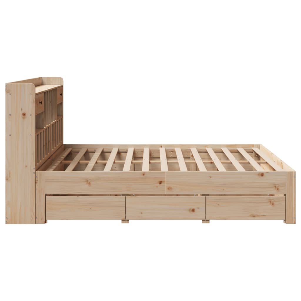 vidaXL Cama con estantería sin colchón madera maciza de pino 180x200cm