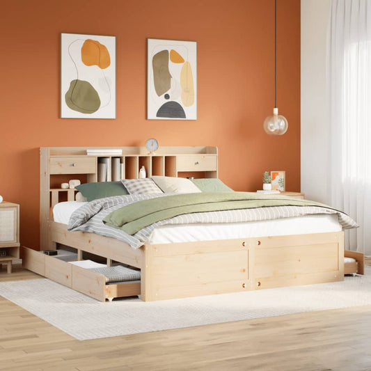 vidaXL Cama con estantería sin colchón madera maciza de pino 180x200cm