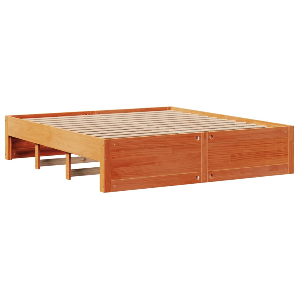 vidaXL Cama con estantería sin colchón madera maciza marrón 180x200cm