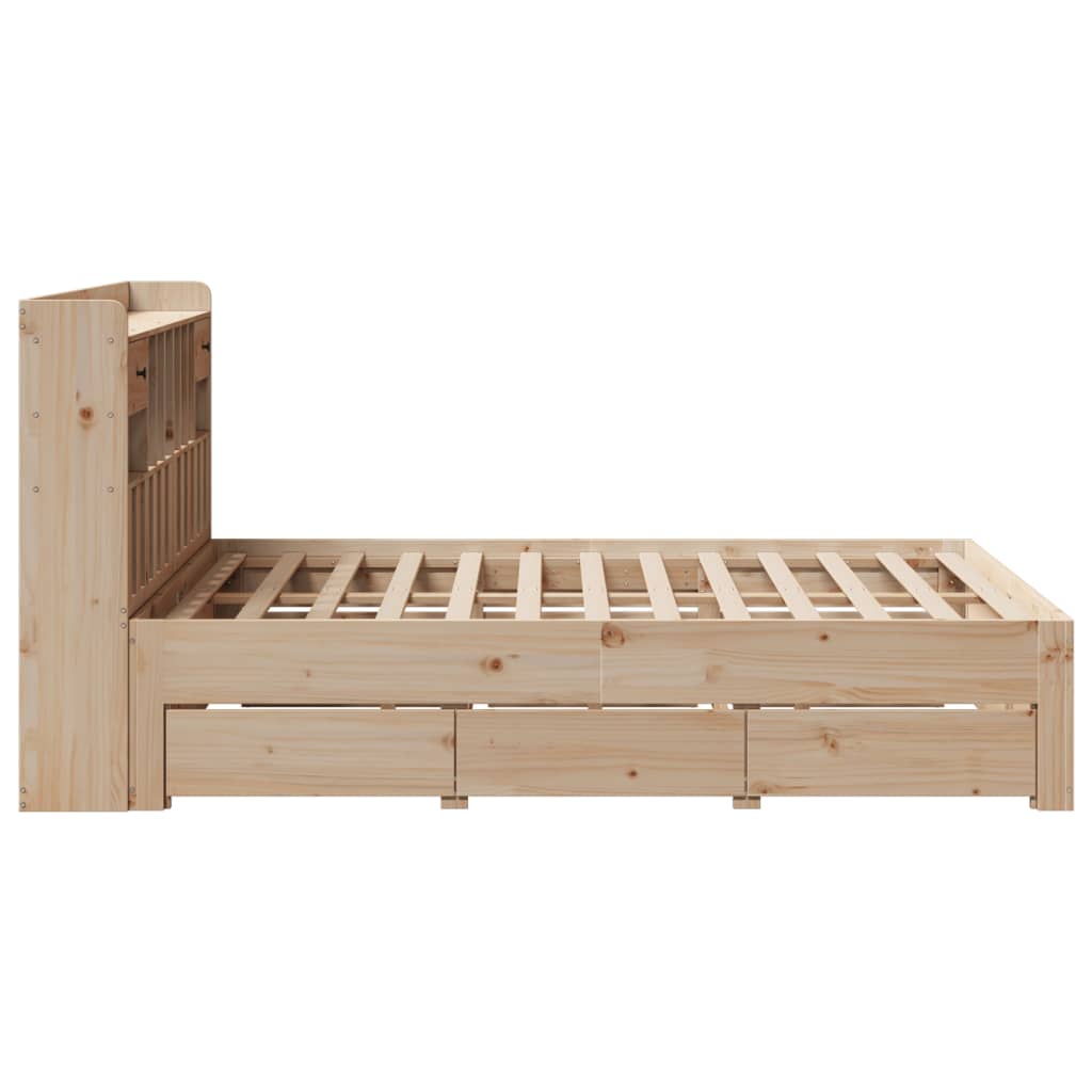 vidaXL Cama con estantería sin colchón madera maciza de pino 160x200cm