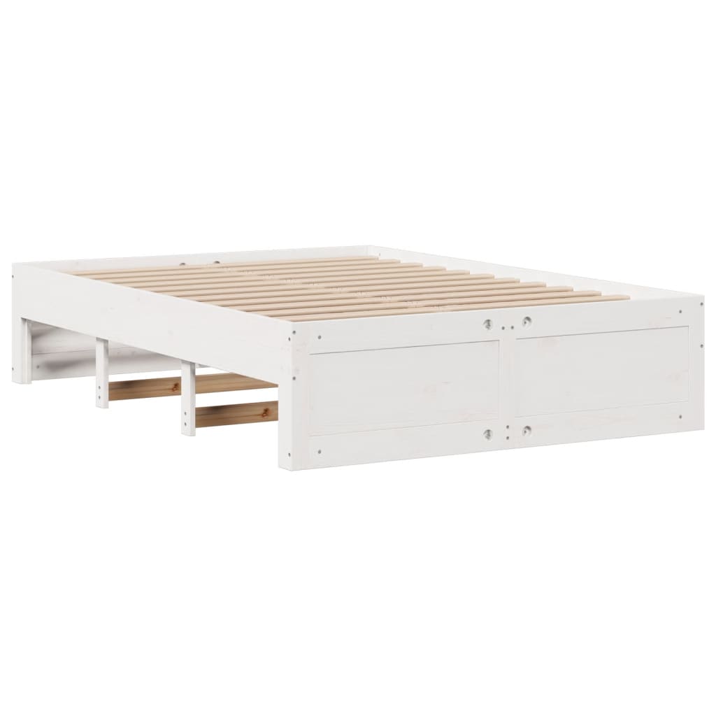 vidaXL Cama con estantería sin colchón madera maciza blanca 150x200 cm