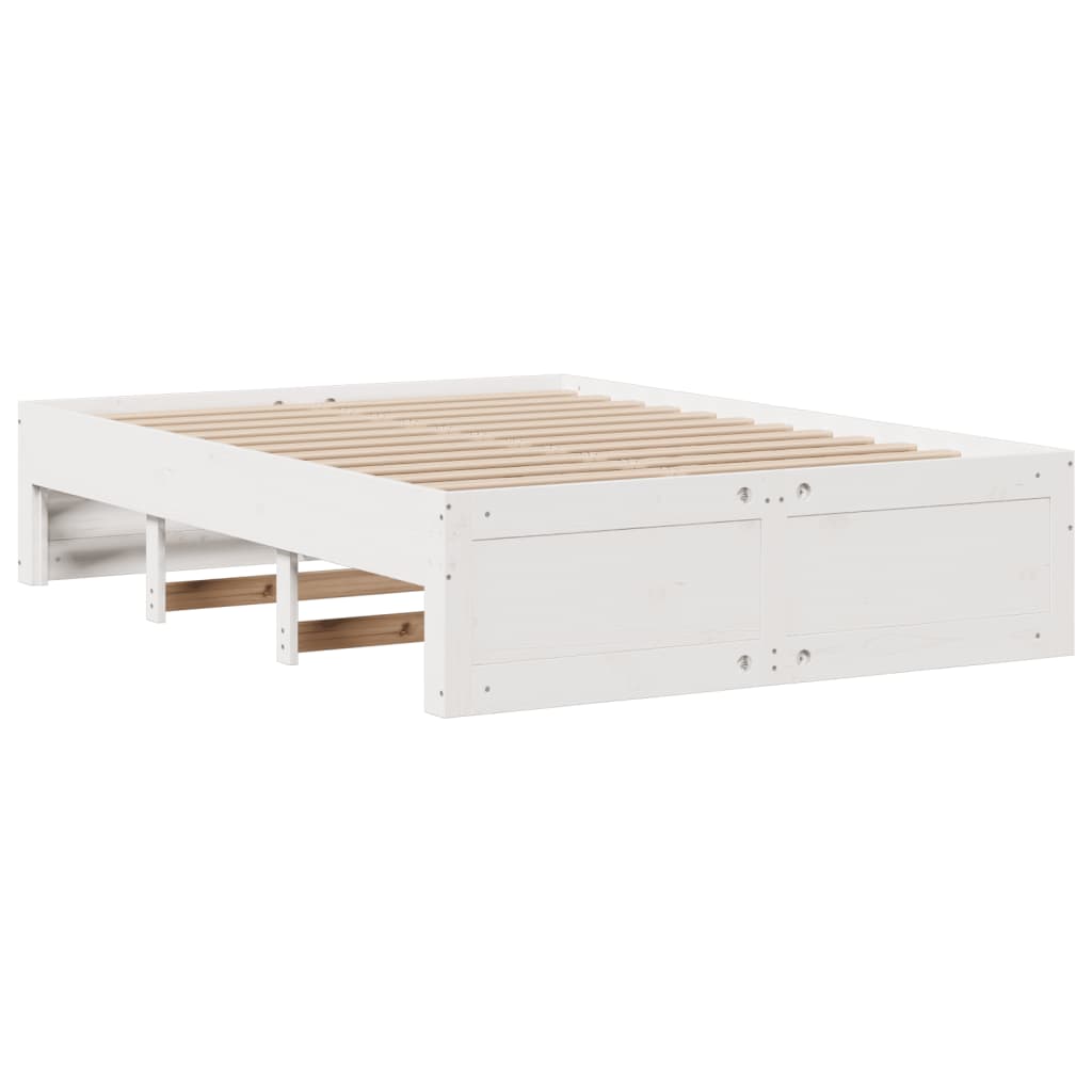 vidaXL Cama con estantería sin colchón madera maciza blanca 140x200 cm