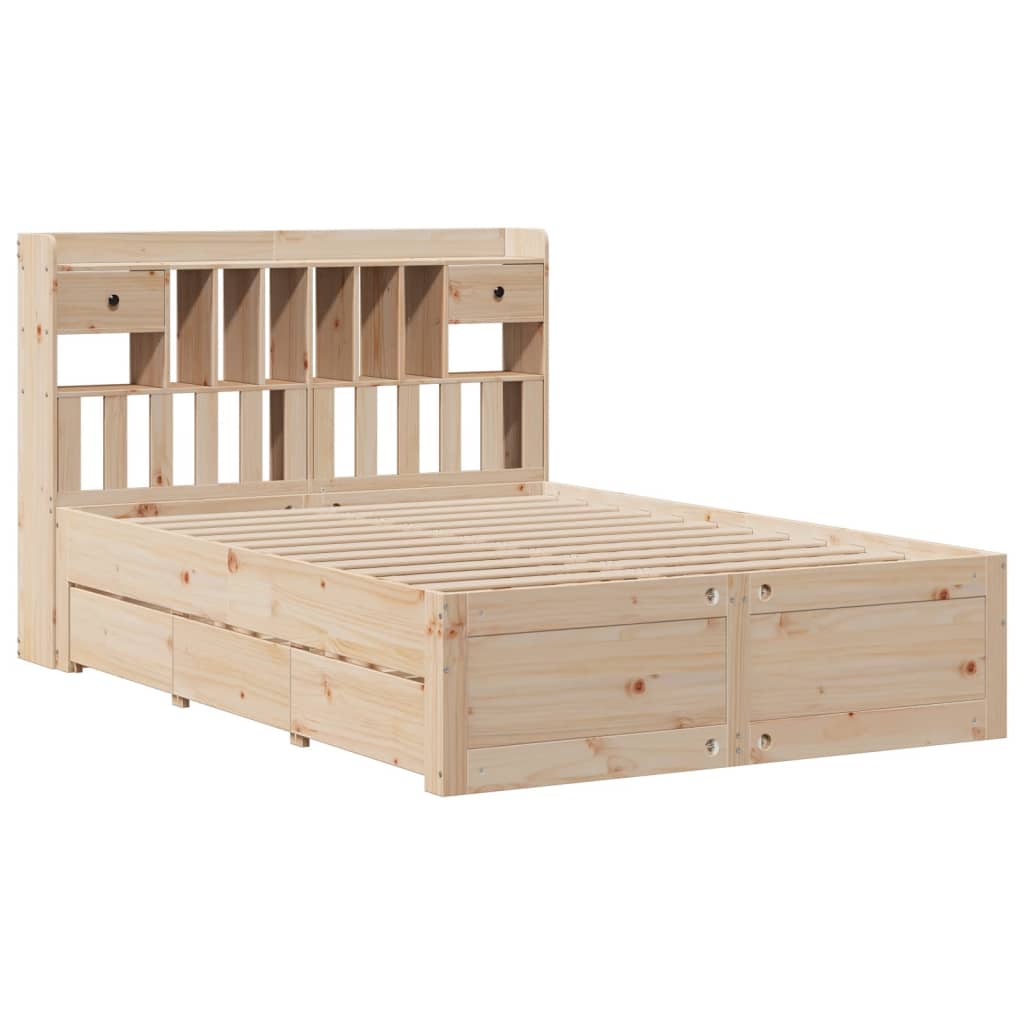 vidaXL Cama con estantería sin colchón madera maciza de pino 140x190cm