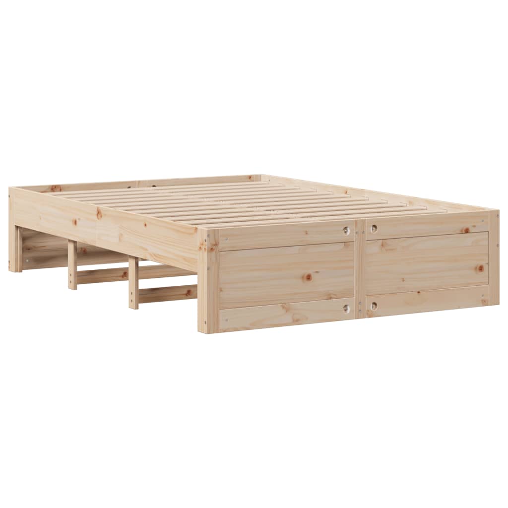 vidaXL Cama con estantería sin colchón madera maciza de pino 140x190cm