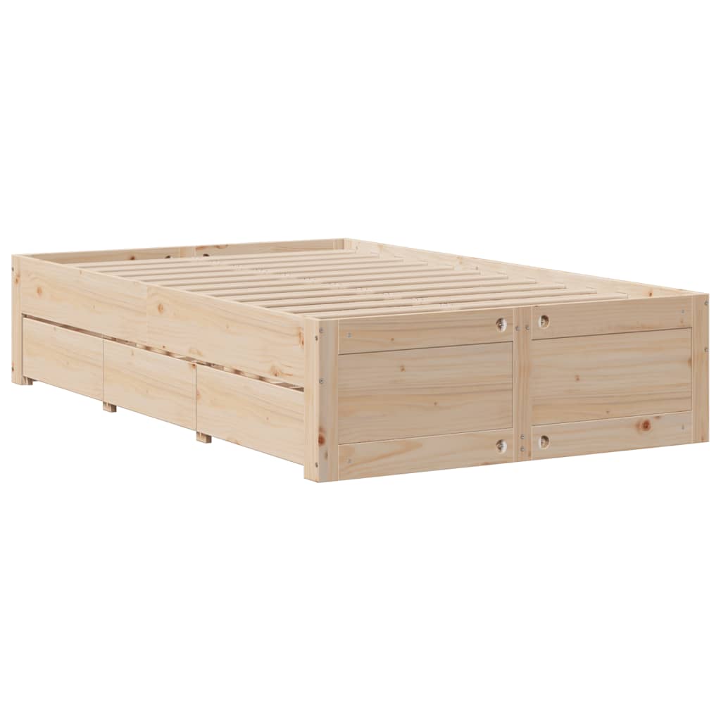 vidaXL Cama con estantería sin colchón madera maciza de pino 135x190cm