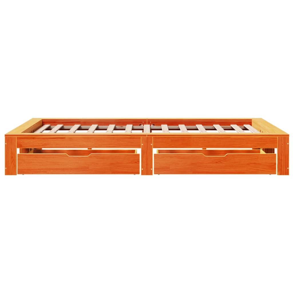 vidaXL Cama sin colchón madera maciza de pino marrón cera 120x200 cm