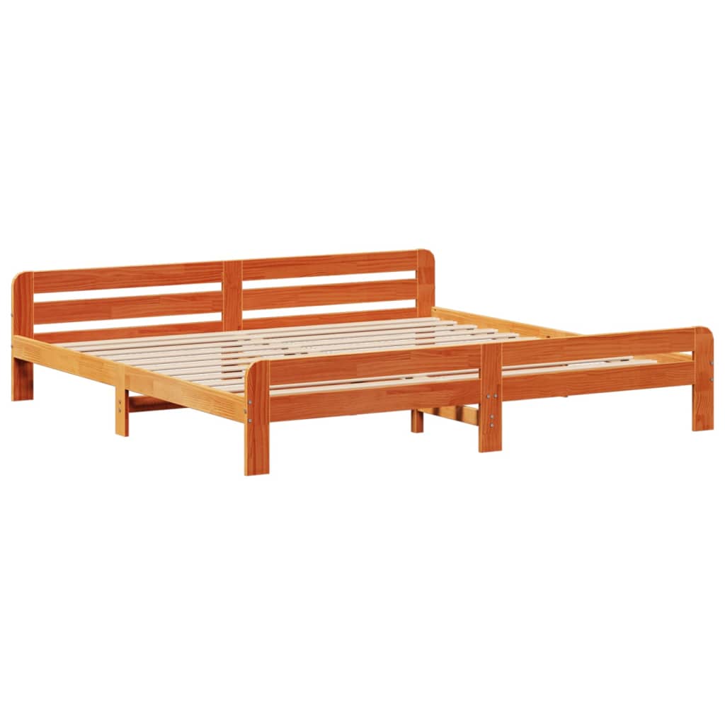 vidaXL Cama sin colchón madera maciza de pino marrón cera 180x200 cm