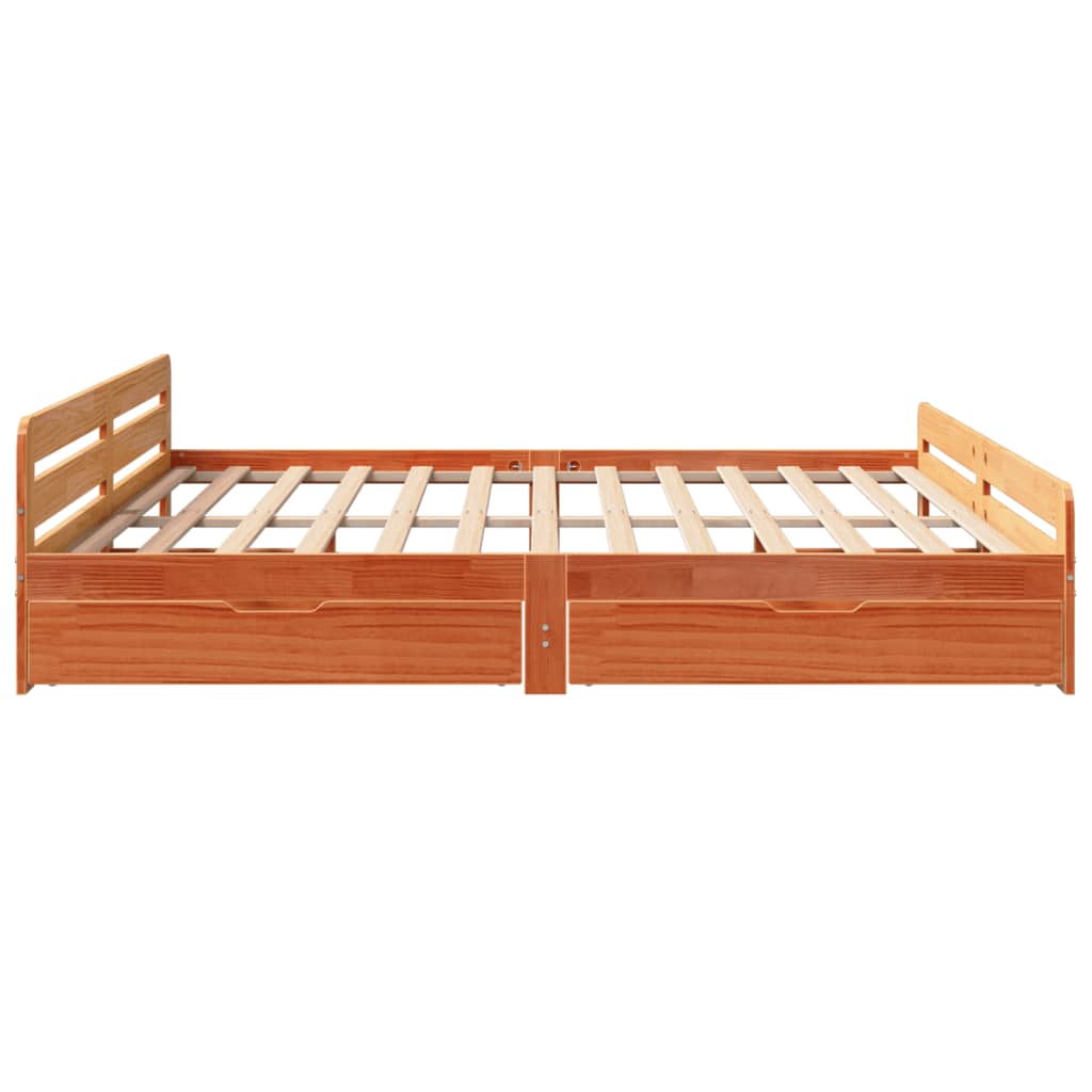 vidaXL Cama sin colchón madera maciza de pino marrón cera 180x200 cm