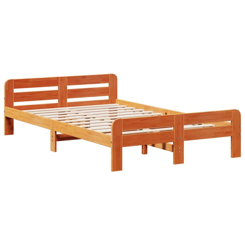 vidaXL Cama sin colchón madera maciza de pino marrón cera 120x200 cm