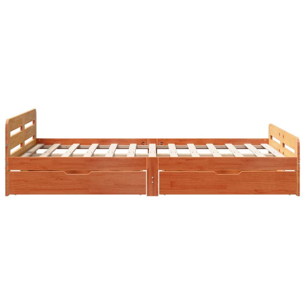 vidaXL Cama sin colchón madera maciza de pino marrón cera 120x200 cm