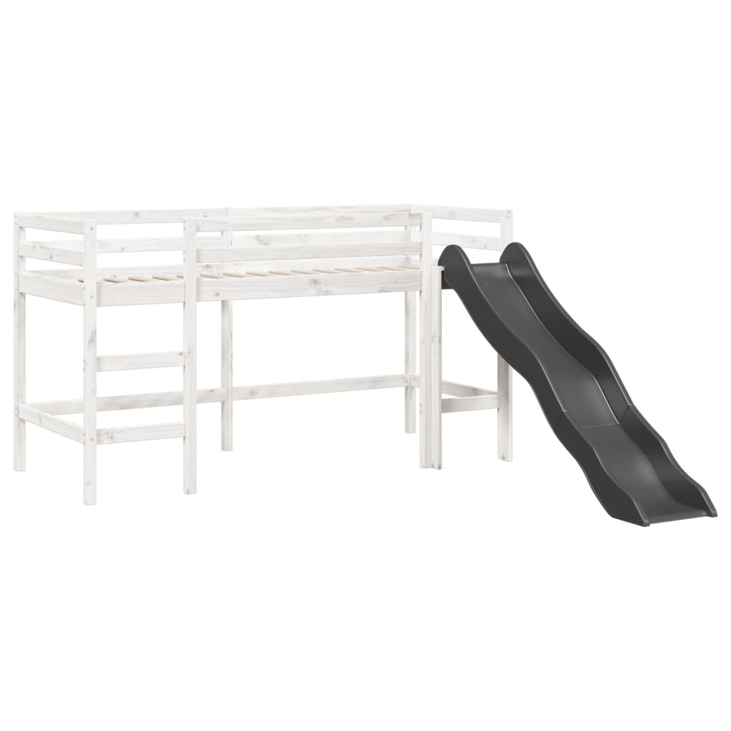 vidaXL Cama alta niños con túnel madera pino blanco negro 80x200 cm