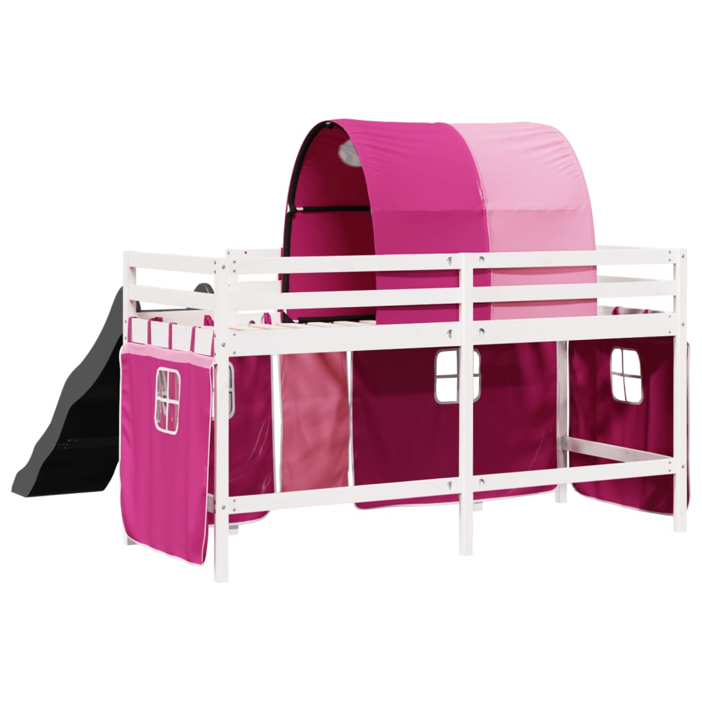 vidaXL Cama alta para niños con túnel madera pino rosa 80x200 cm