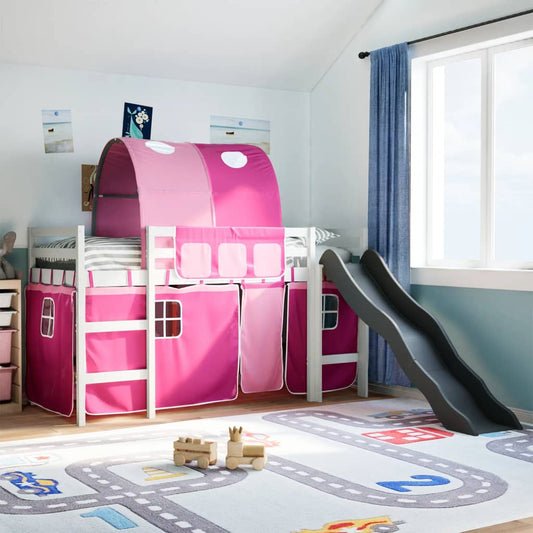 vidaXL Cama alta para niños con túnel madera pino rosa 90x200 cm