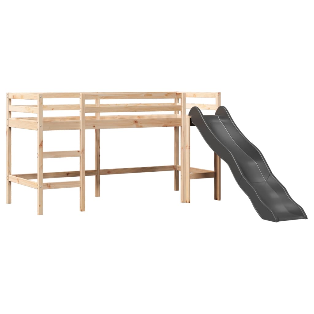 vidaXL Cama alta niños con túnel madera pino blanco negro 90x190 cm