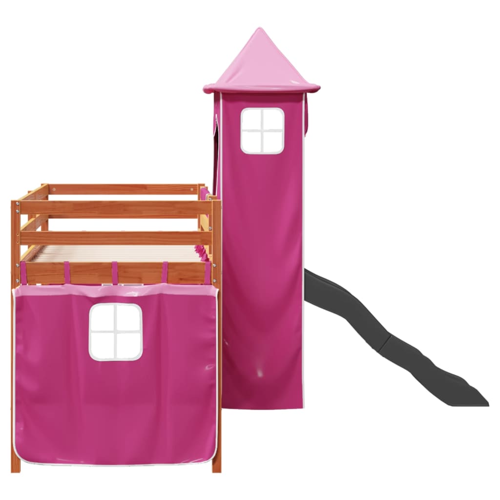 vidaXL Cama alta para niños con torre madera pino rosa 80x200 cm