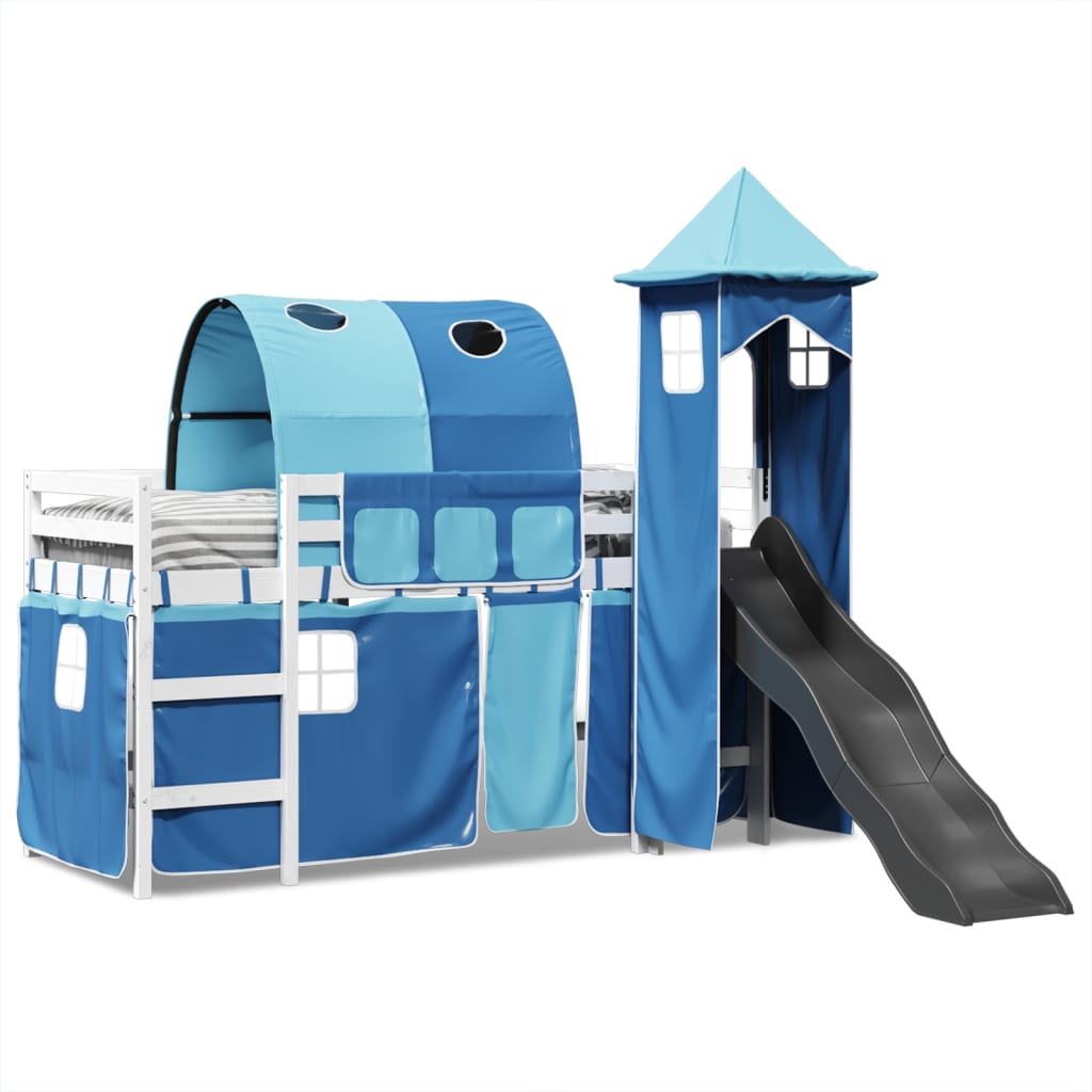 vidaXL Cama alta para niños con torre madera pino azul 80x200 cm