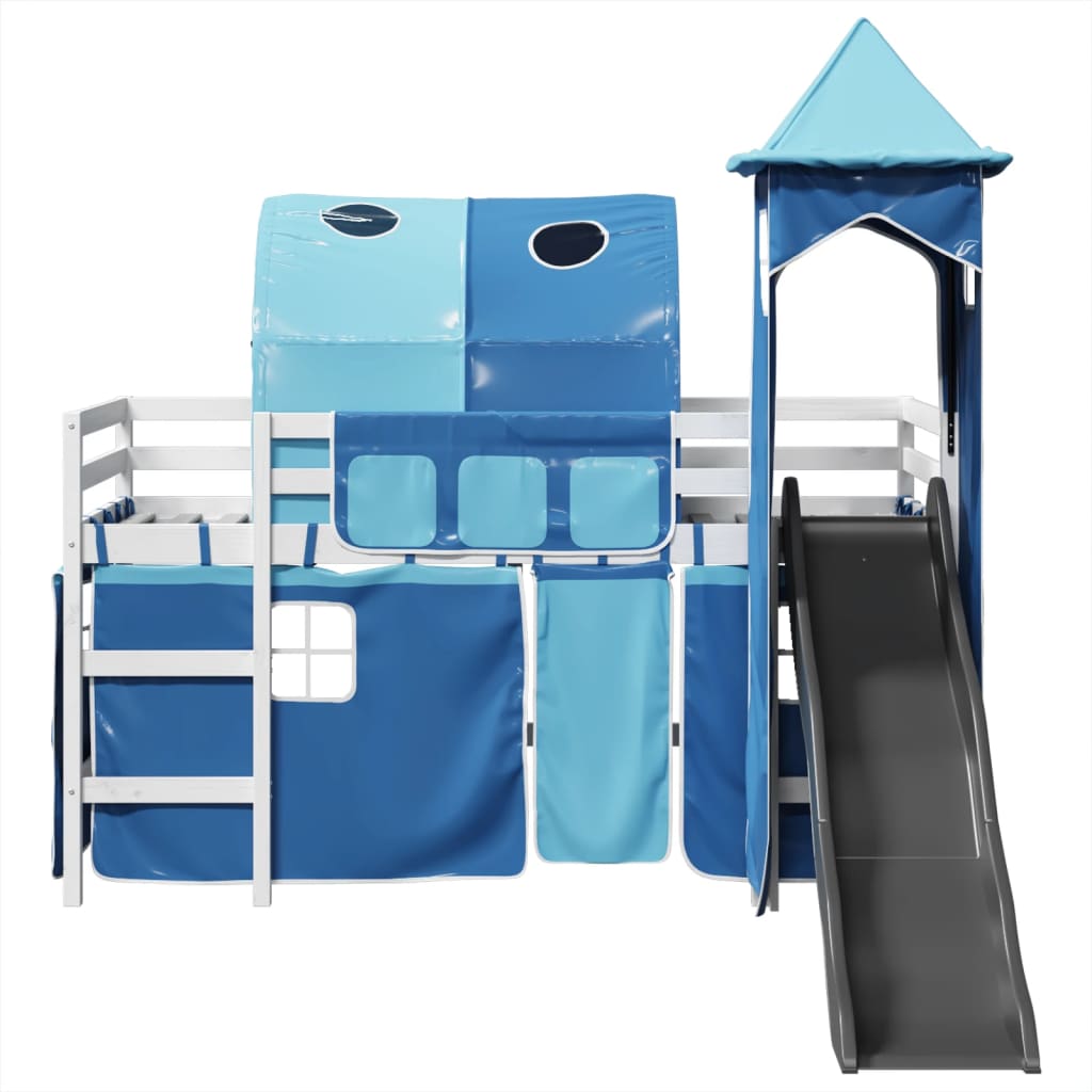 vidaXL Cama alta para niños con torre madera pino azul 80x200 cm