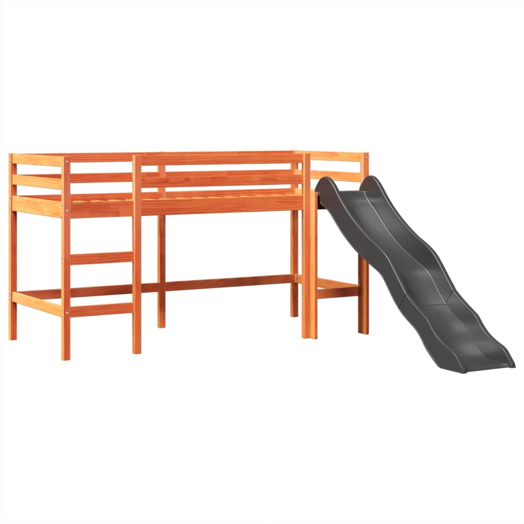 vidaXL Cama alta para niños con torre madera pino azul 90x190 cm