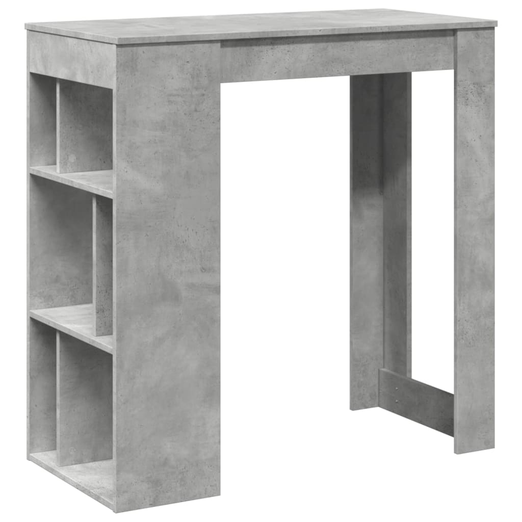 vidaXL Mesa alta bar con estantes madera gris hormigón 102x50x103,5cm