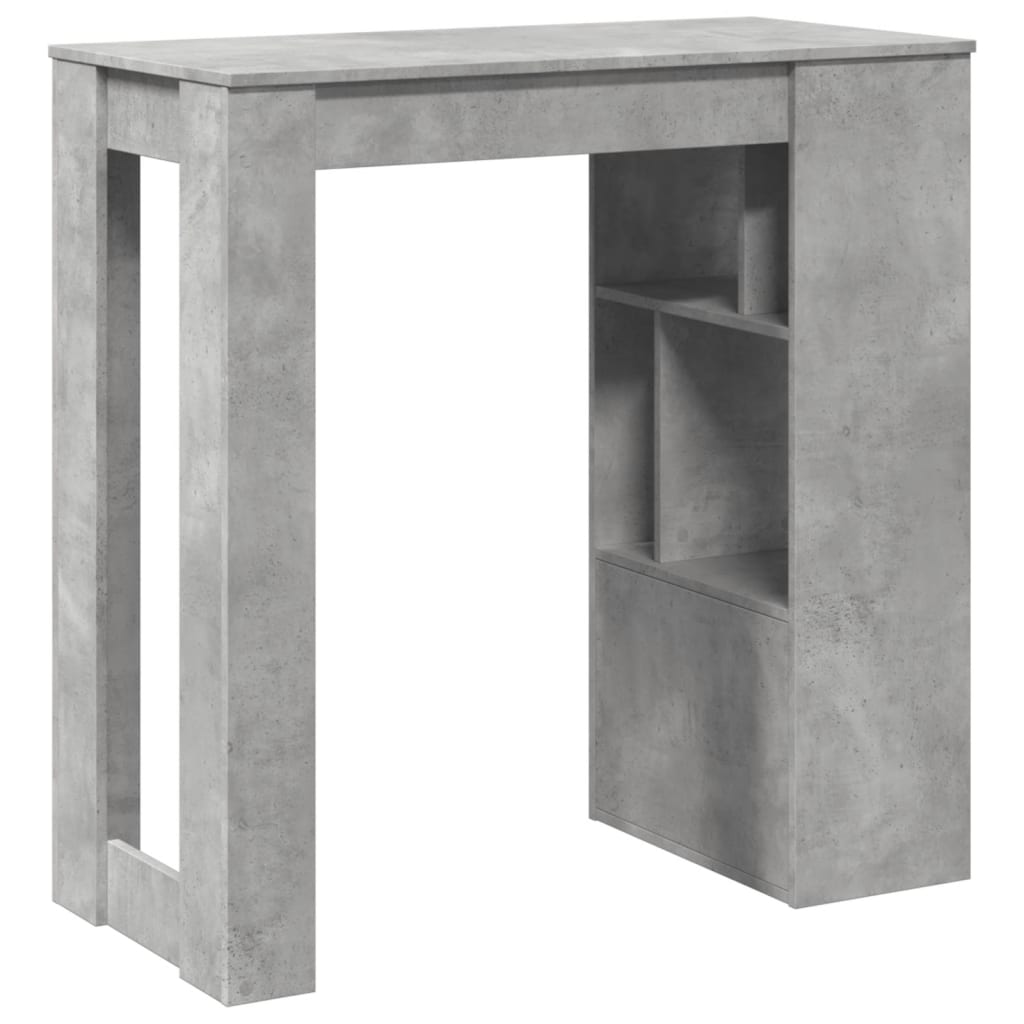 vidaXL Mesa alta bar con estantes madera gris hormigón 102x50x103,5cm