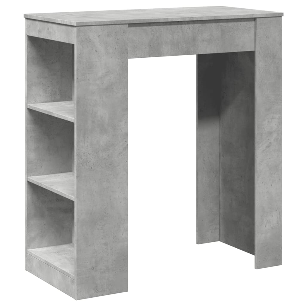 vidaXL Mesa alta bar con estantes madera gris hormigón 95x47x103,5 cm