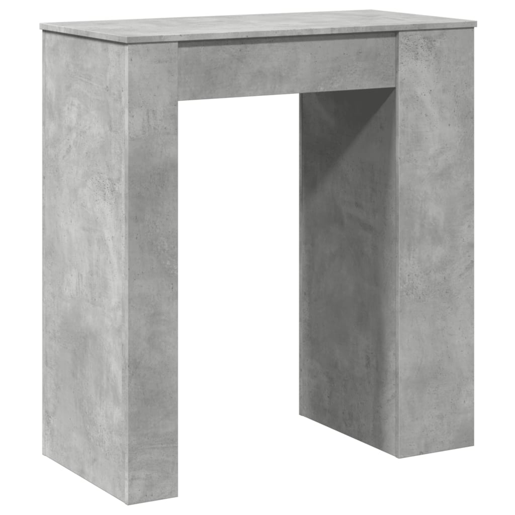 vidaXL Mesa alta bar con estantes madera gris hormigón 95x47x103,5 cm