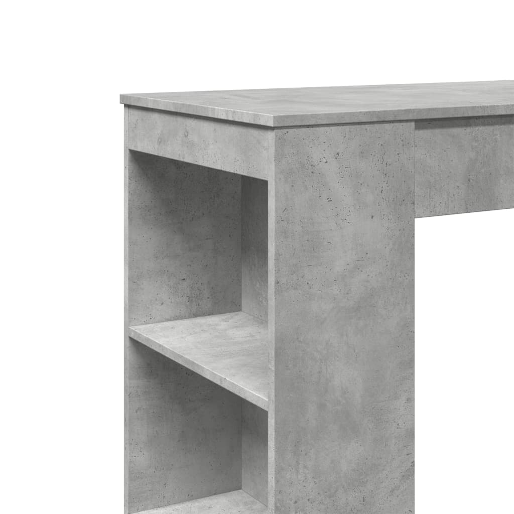 vidaXL Mesa alta bar con estantes madera gris hormigón 95x47x103,5 cm