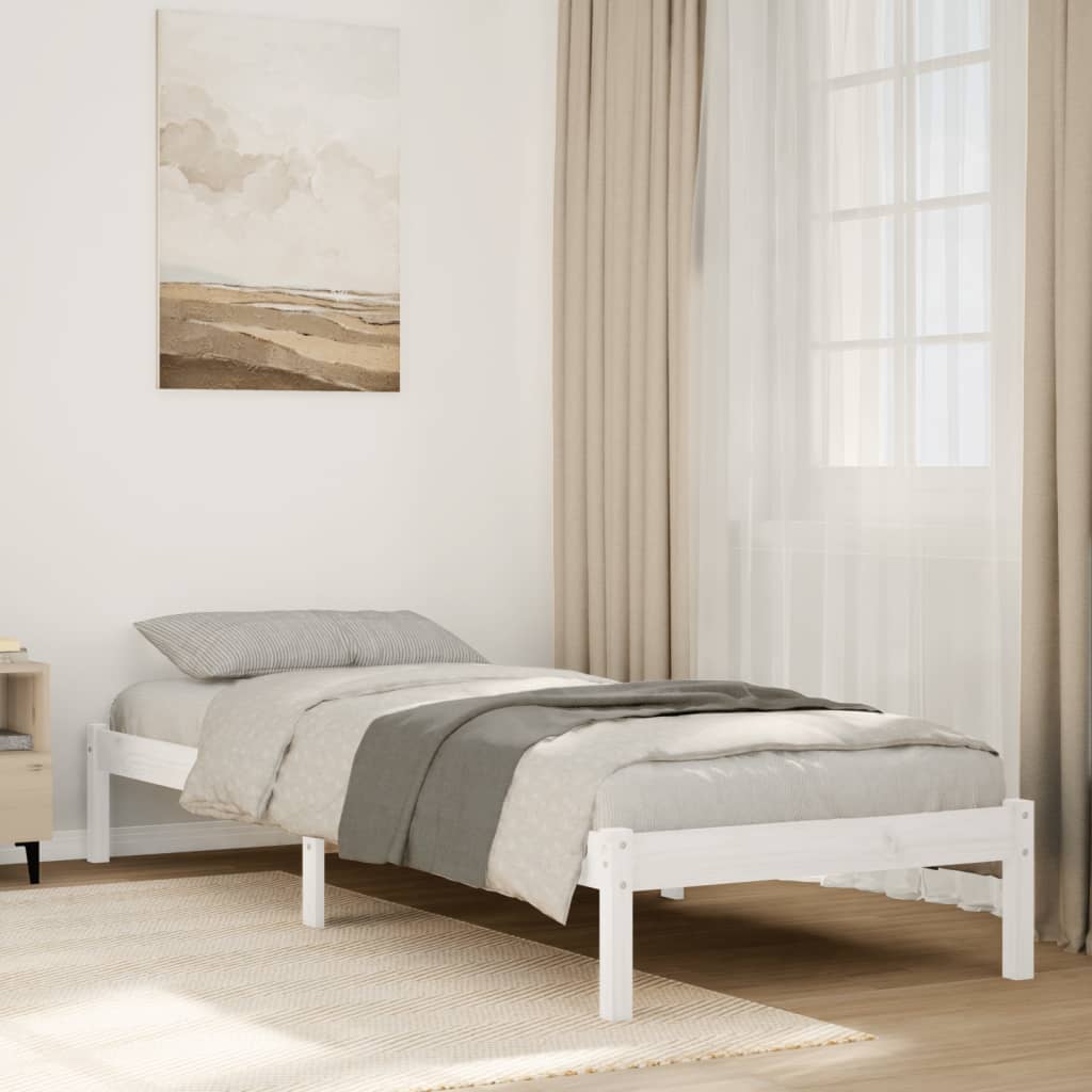 vidaXL Cama extralarga sin colchón madera maciza pino blanca 80x210 cm