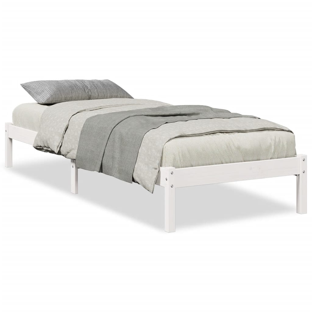 vidaXL Cama extralarga sin colchón madera maciza pino blanca 90x210 cm