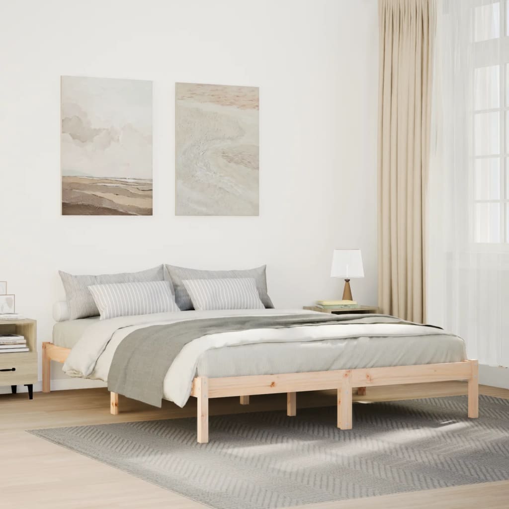 vidaXL Cama extralarga sin colchón madera maciza de pino 140x210 cm