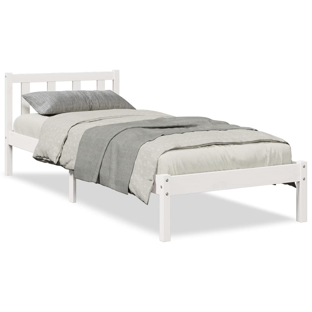 vidaXL Cama extralarga sin colchón madera maciza pino blanca 80x210 cm