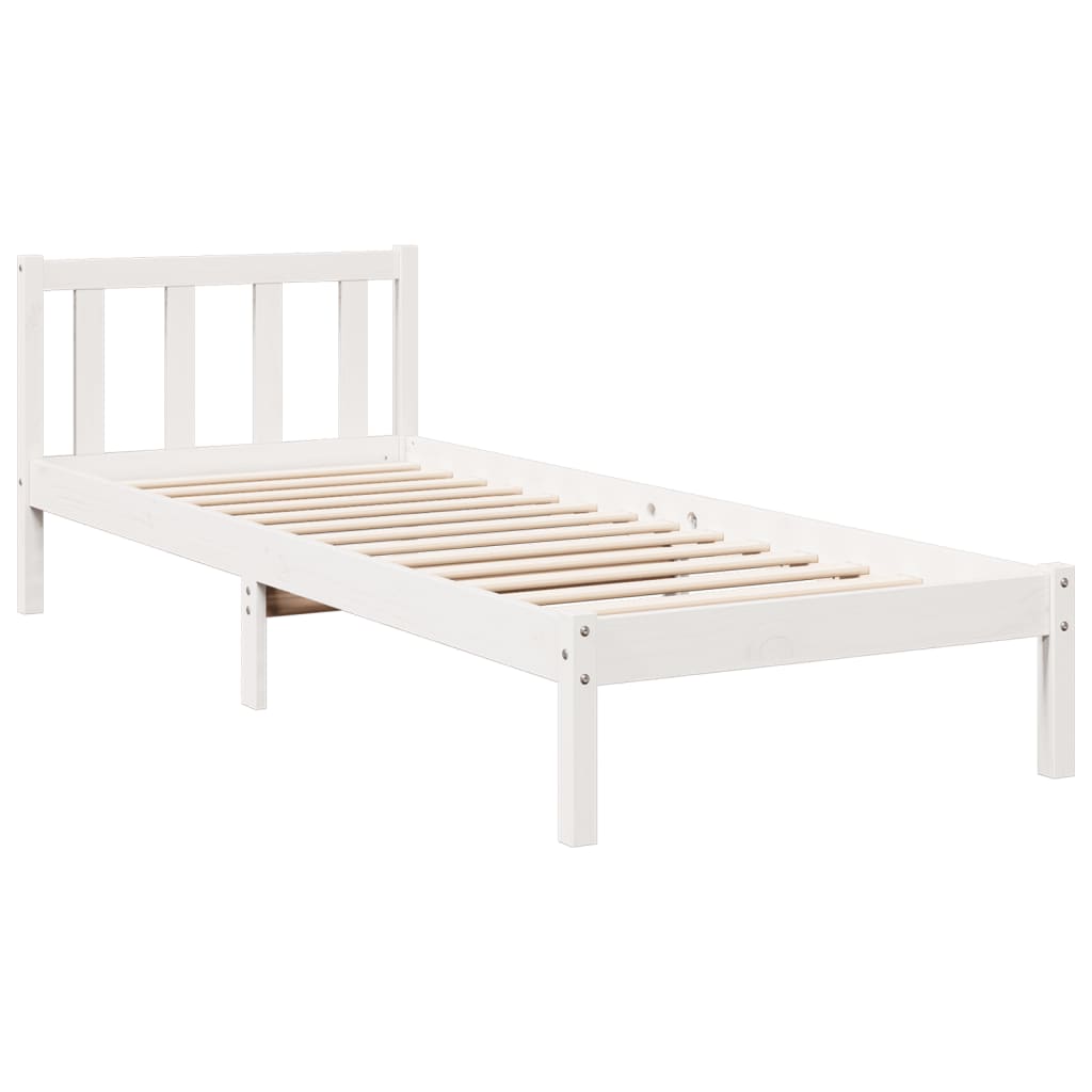 vidaXL Cama extralarga sin colchón madera maciza pino blanca 80x210 cm