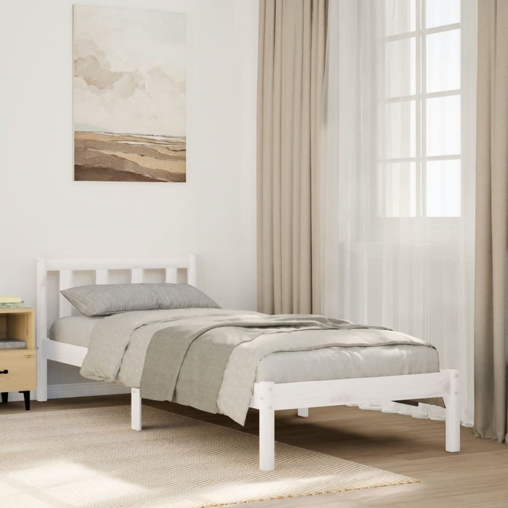 vidaXL Cama extralarga sin colchón madera maciza pino blanca 80x210 cm