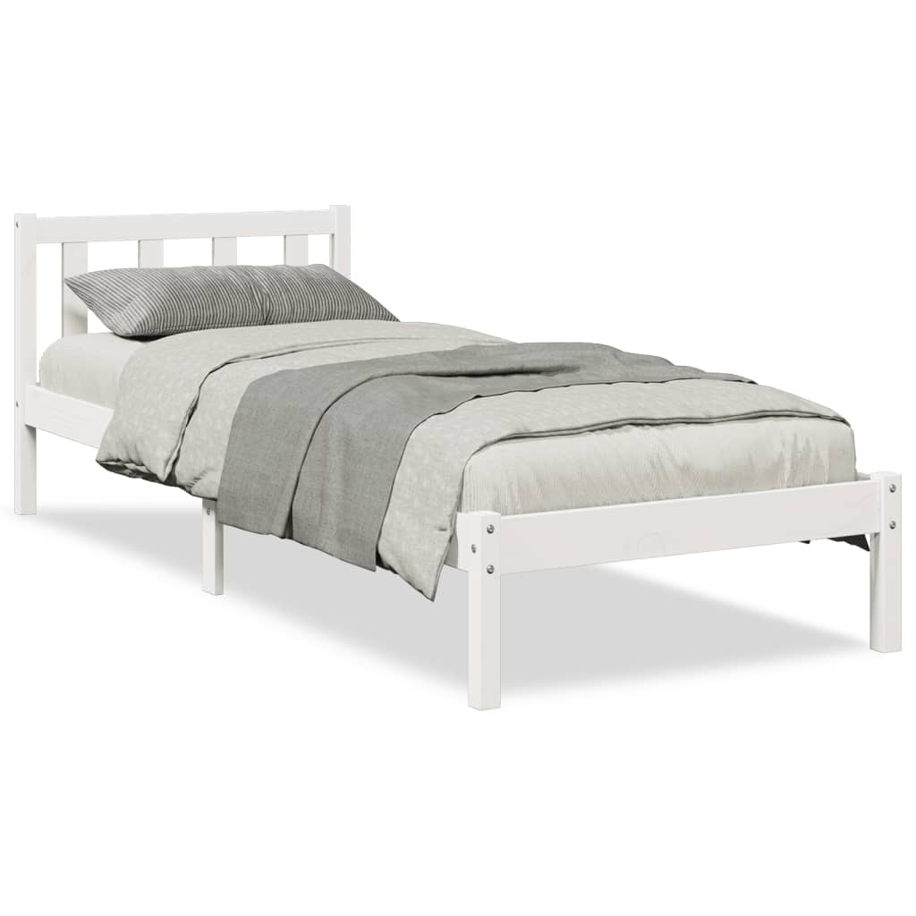 vidaXL Cama extralarga sin colchón madera maciza pino blanca 90x210 cm